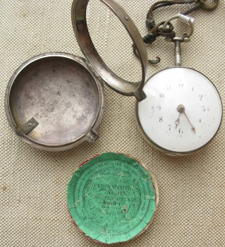 Часы карманные диаметр  55 мм серебро 925 проба Англия механизм Ливерпуль Cha-s Stone корпус Бирмингем 1806г., Артикул 33