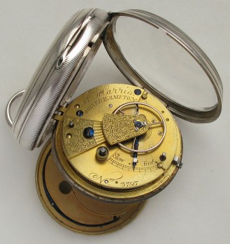 Часы карманные диаметр  50 мм серебро 925 проба, золото T. Harris Англия Wolverhampton 1875г., Артикул 36