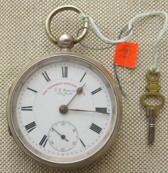 Часы карманные диаметр  52 мм серебро 925 проба Англия механизм T.G. Graves Шеффилд корпус Честер 1903г., Артикул 44