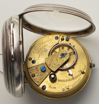 Часы карманные диаметр  40 мм серебро 925 проба Англия механизм T. & E. Rhodes Kendal корпус Честер 1890г., Артикул 50