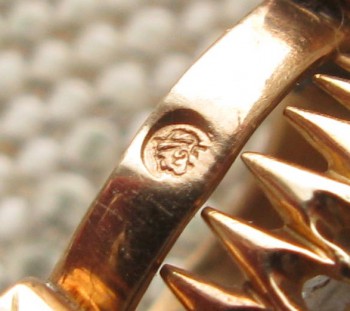 Браслет, золото 56 проба, Россия, Москва,  Фёдор Добровольский Николаевич, до 1908г., 16 грамм. 62мм., Артикул 521