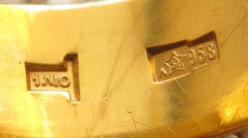 Кольцо, золото 958 проба, 7.14 грамма, 1971г., СССР, Ленинград, Русские самоцветы, 16 размер., Артикул 554