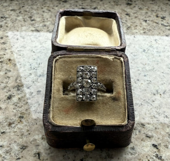 Кольцо, бриллианты 1.5 карата, золото, 2,6 грамма, 16 размер. оригинальная коробка. Конец 19-начало 20 века., Артикул 572