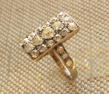 Кольцо, бриллианты 1.5 карата, золото, 2,6 грамма, 16 размер. оригинальная коробка. Конец 19-начало 20 века., Артикул 572