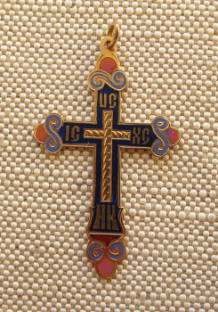 Крест 56 проба, эмаль, 3.8 грамма, 46х28мм. Россия, Москва, 1899-1908гг., Артикул 574