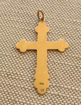 Крест 56 проба, эмаль, 3.8 грамма, 46х28мм. Россия, Москва, 1899-1908гг., Артикул 574