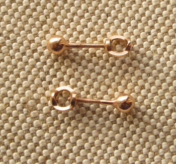 серьги, золото 581 проба по спектрометру, 1,1 грамма. диаметр 3.5мм, 14мм длинна., Артикул 589