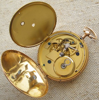 Часы карманные, золото 750 пробы, Франция, Париж, Lepine, 54мм. 1814-20 гг., Артикул 88