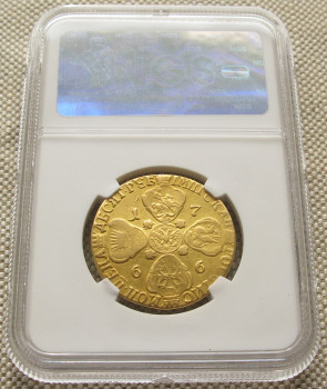 10 рублей 1766г., СПБ, золото, Россия, слаб. Екатерина 2., Артикул 585